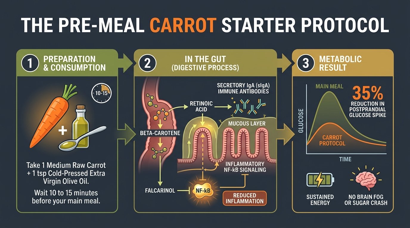 The Pre-Meal Carrot Hack: The Science of Meal Sequencing, Glucose Flattening, and Gut Microbiome Repair